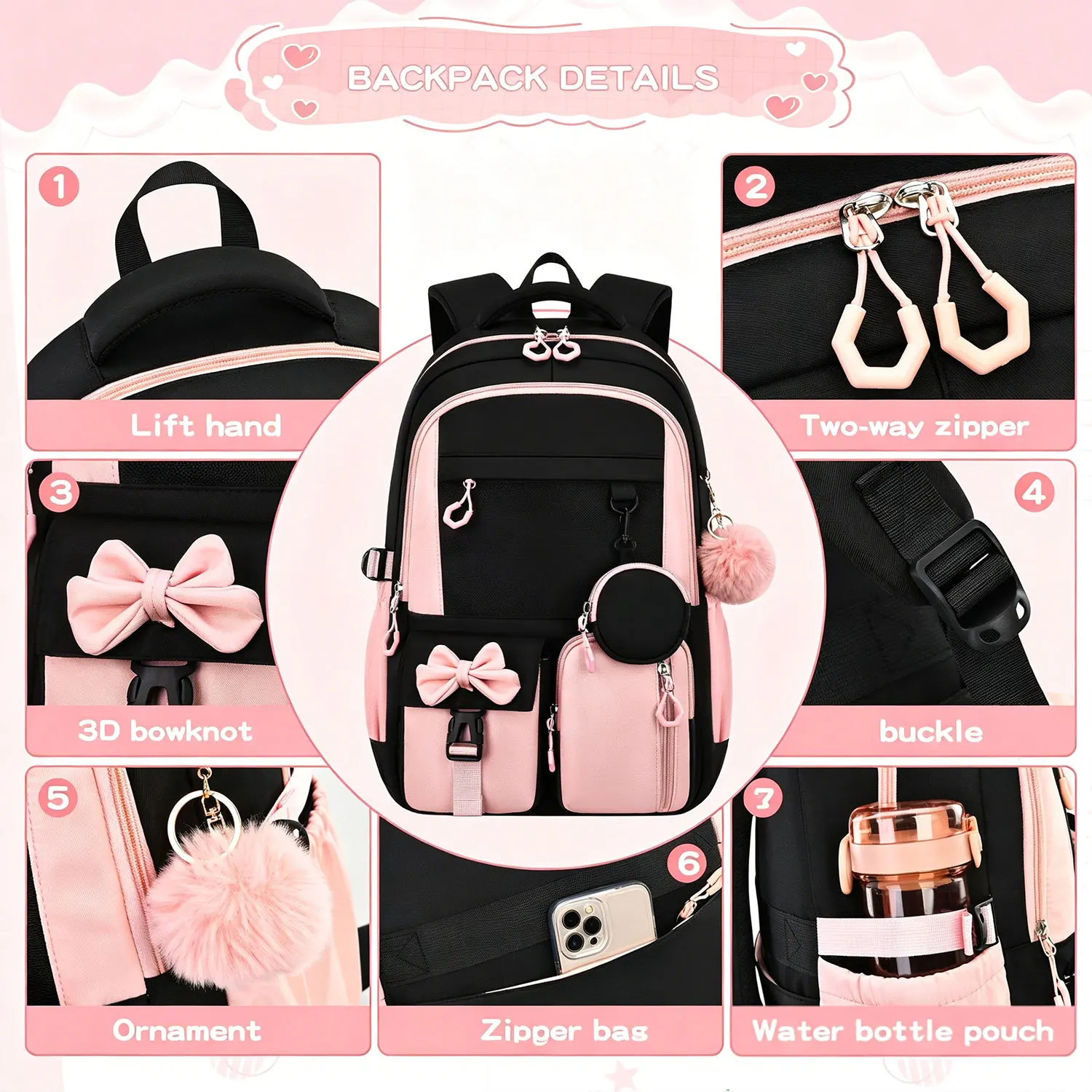 Children School Bags Set Girls Large Schoolbag Kawaii Primary School Backpack Kids Book Bag Waterproof Laptop Travel Rucksack view 2