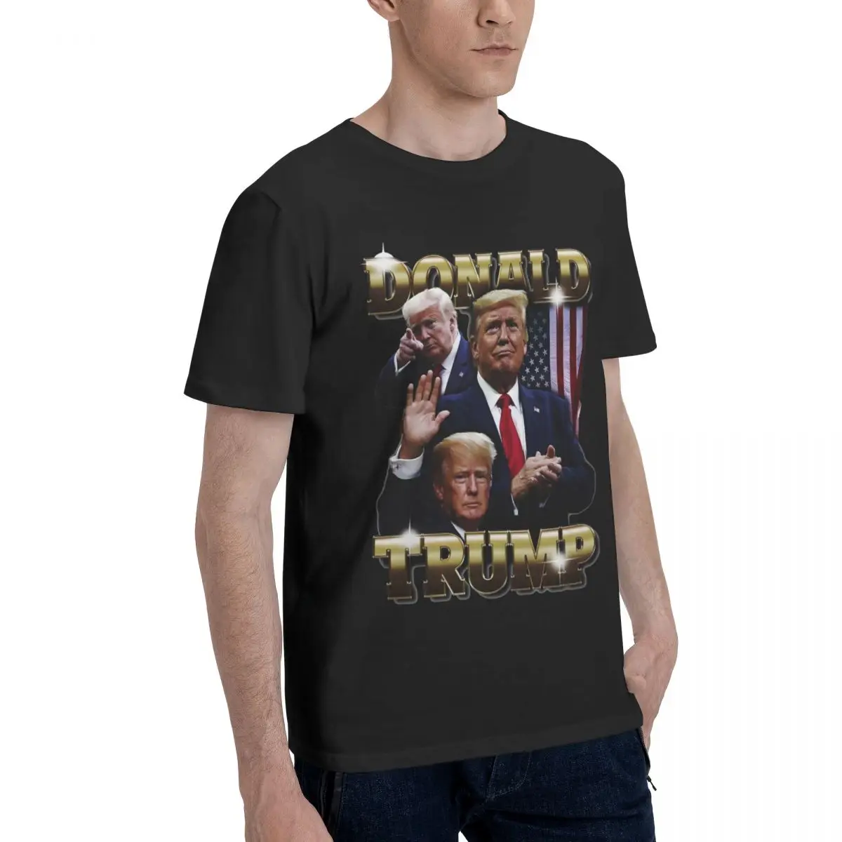 Men's Donald Trump 90s T Shirts 100% Cotton Clothes Vintage Short Sleeve Crewneck Tees Plus Size T-Shirts