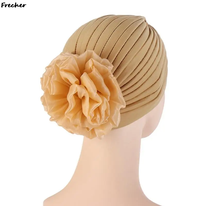 Women Wedding Party Hijabs Beautiful Flower Turban Hair Accessories Ladies Soft Beanies Hat Muslim Breathable Underscarf Wraps