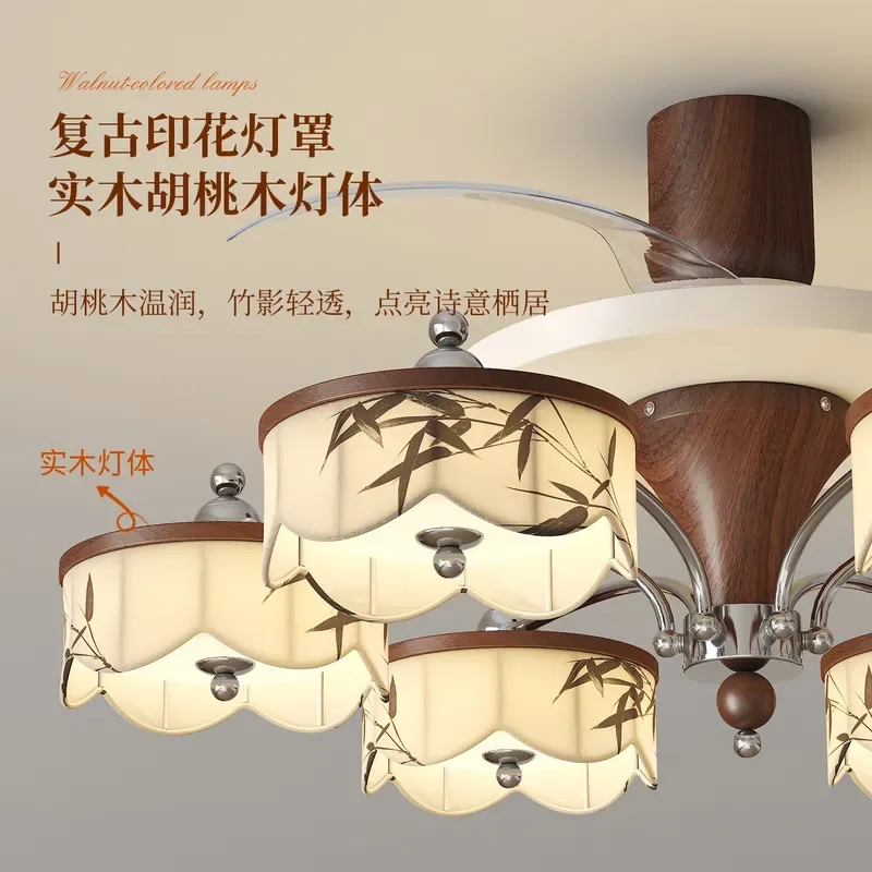 for New Chinese Style Ceiling Fan Light Retro Medieval Song Dynasty Aesthetic Chandelier for Living Room Dining Room Bedroom