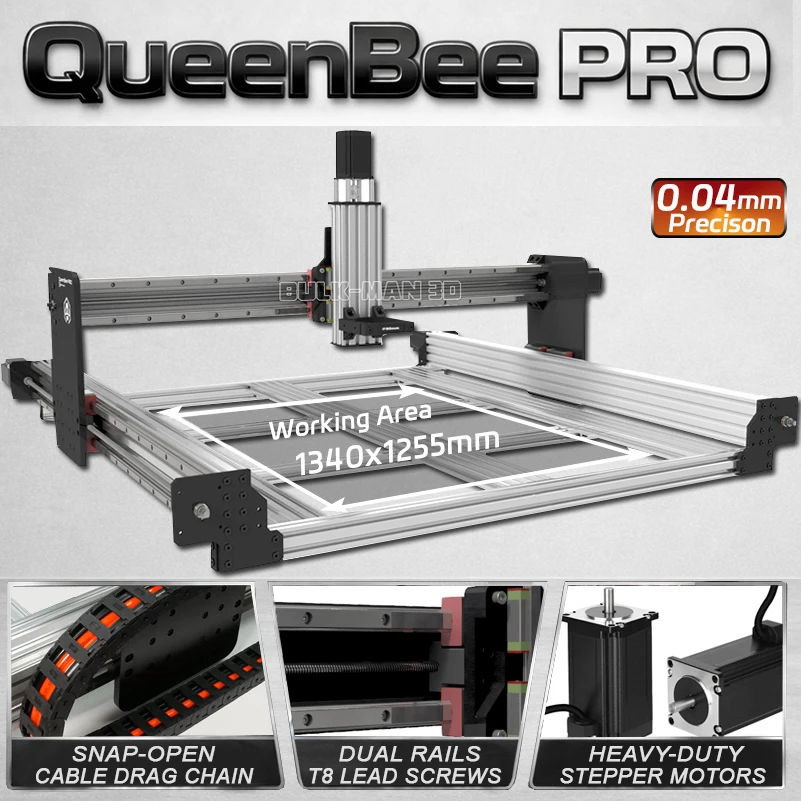 

Механический комплект BulkMan3D QueenBee PRO CNC с 4-осевыми направляющими HGR, высокоточный гравер с ЧПУ для фрезерования дерева, металла, акрила и пластика