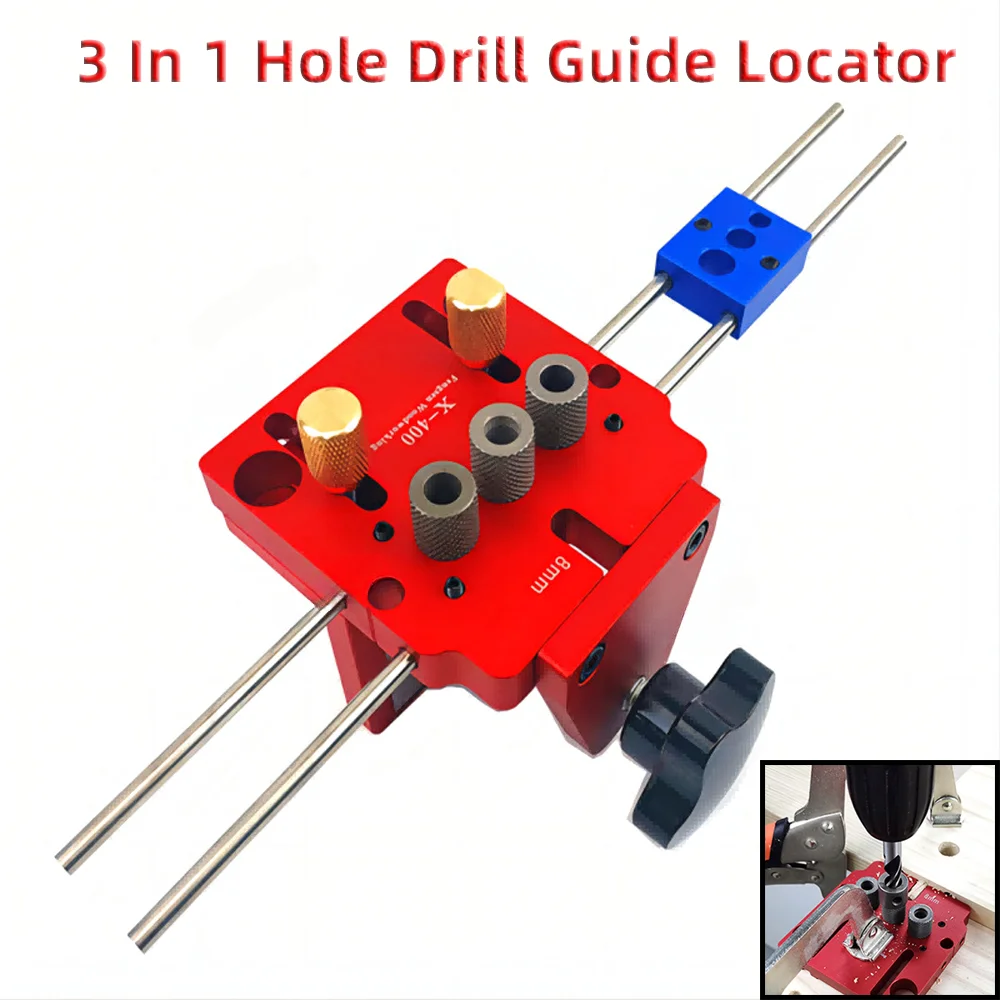 

3 In 1 Hole Drill Guide Locator Doweling Jig Punch Positioner Jig Drill Template for Furniture Fast Connecting Woodworking Tools