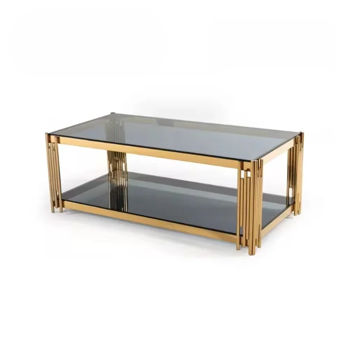 for JJY-YHZ-F002 Modern design professional new tempered glass top rectangular coffee table living room furniture coffee table