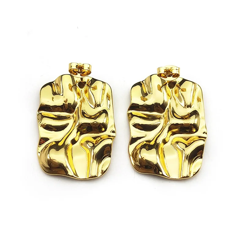 

Textured French Style Earrings for Women Girls Stainless Steel Gold Color Female Party Wedding Ear Studs Jewelry pendientes