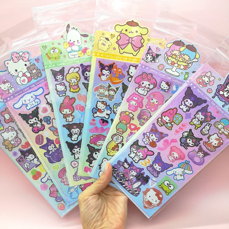 40pcs/lot Sanrio Kuromi Melody Stickers Cute Cinnamoroll Scrapbooking DIY Diary Decorative Sealing Sticker Album Stick Label