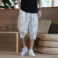 Summer Thin Casual Cropped Pants Chinese Slim Loose Mid-pants Printed Personality Beach Pants Trendy Exterior Shorts
