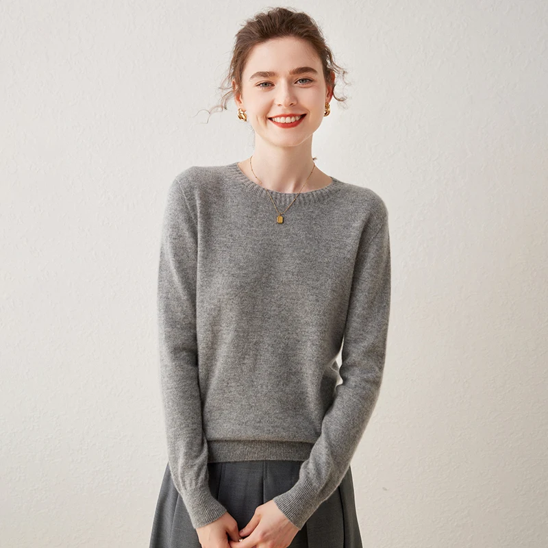 

Simple Autumn Winter Women 100% Pure Cashmere Sweater Casual Fashion O-neck Pullover Shirt Classic Woman Knit Soft Top Clothes