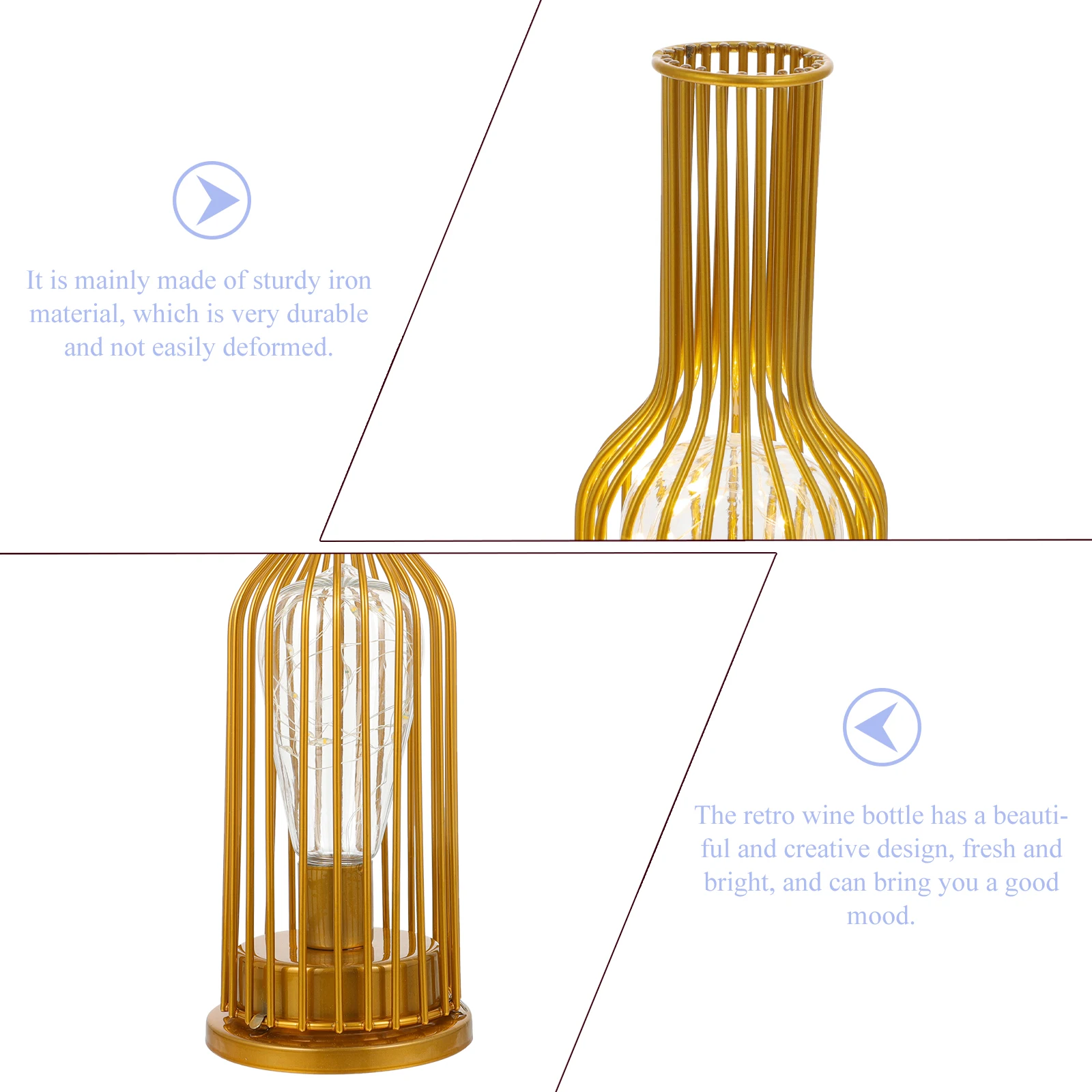 

Retro Wine Bottle Desk Lamp Iron Art Night Light LED Lampshade for Bedroom Living Room Office Decorative Lighting