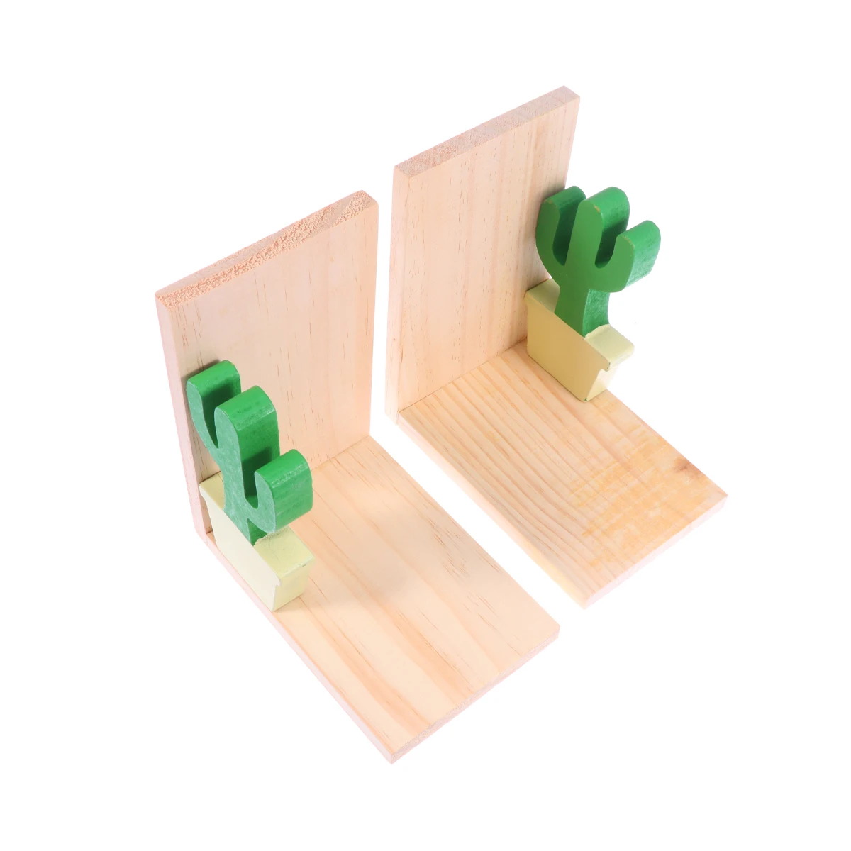 

Cactus Desk Bookshelf Standing Organiser Stopper Bookends Decorative Natural Office