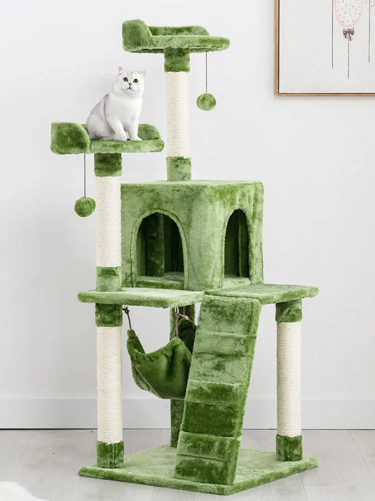 

Sisal Rope Cat Tree Cat Supplies Pet Furniture Climbing Villa Shelf Hammock Toys Creative Design Matcha Green Cat Climbing Frame