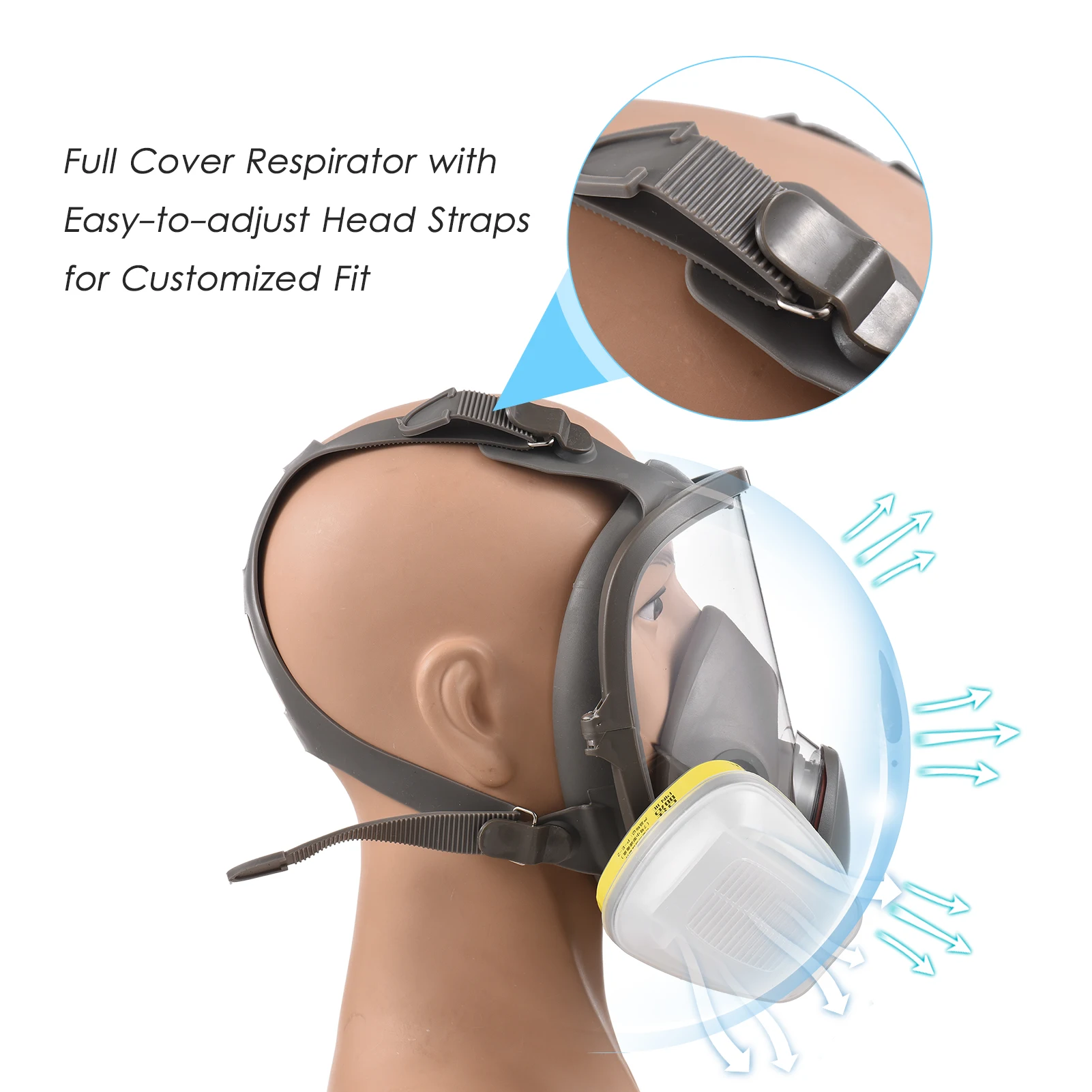 جهاز تنفس كامل قابل لإعادة الاستخدام 6800 قناع واقي من الغاز حماية التنفس غطاء الوجه الكامل مجال رؤية واسع للرسم العضوي #5