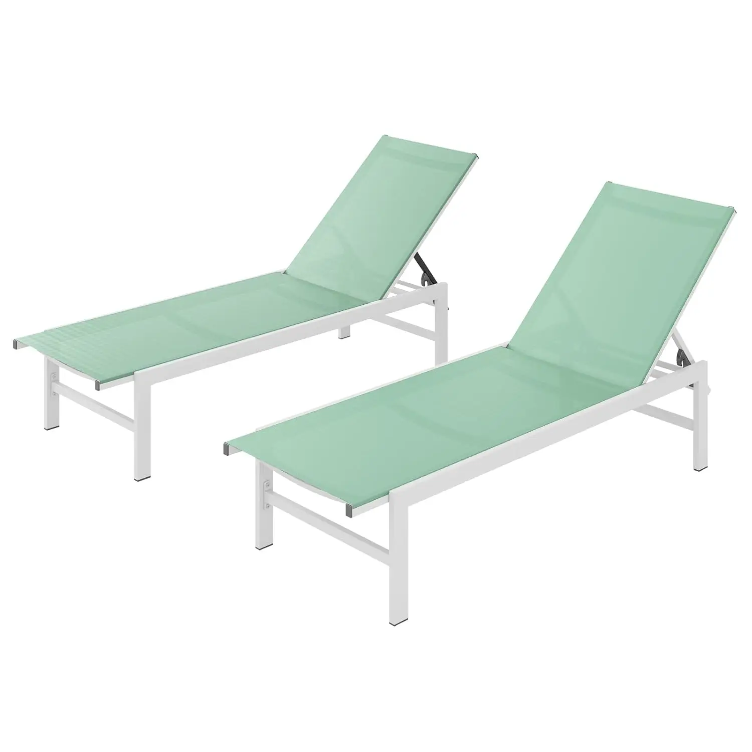 Pool Lounge Chairs Set of 2, Aluminum Lounge Chair Outdoor with 5-Position Recliner, Patio Chaise Lounge Outdoor, Customized