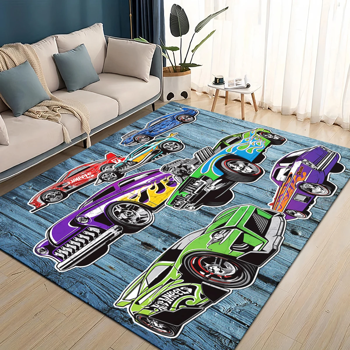 Alfombra 3D H-Hot Wheels Monster Racing Car Area, alfombra para sala de estar, dormitorio infantil, sofá, felpudo, alfombra antideslizante