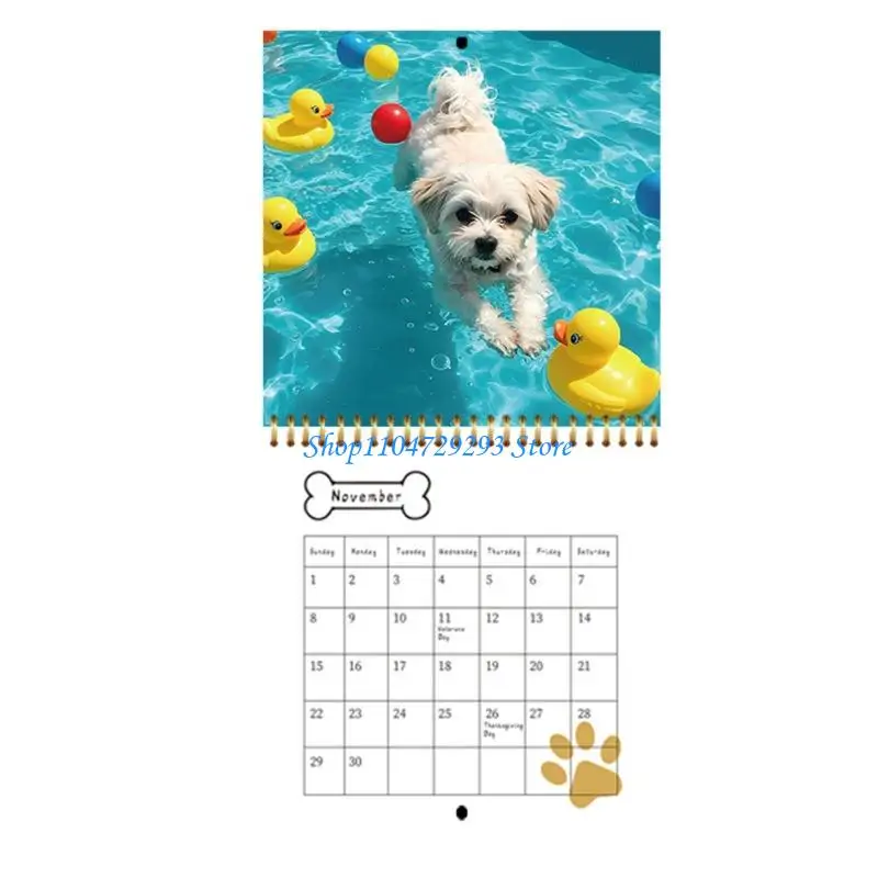 2026 Puppy Themed Desk/ Wall Mounted Calendar Planner 12 Month from Jan to Dec 