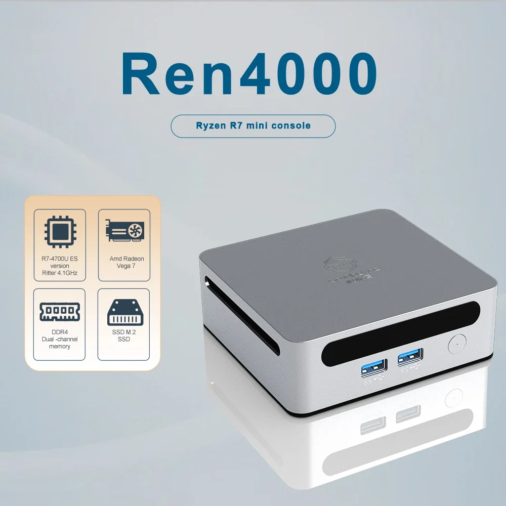 8 Core Mini PC Ren4000 4700U AMD Ryzen7 4700U CPU 2.0GHz fino a 4.1GHz Windows 10/11 DDR4 64GB WiFi6 NUC Desktop Gaming PC