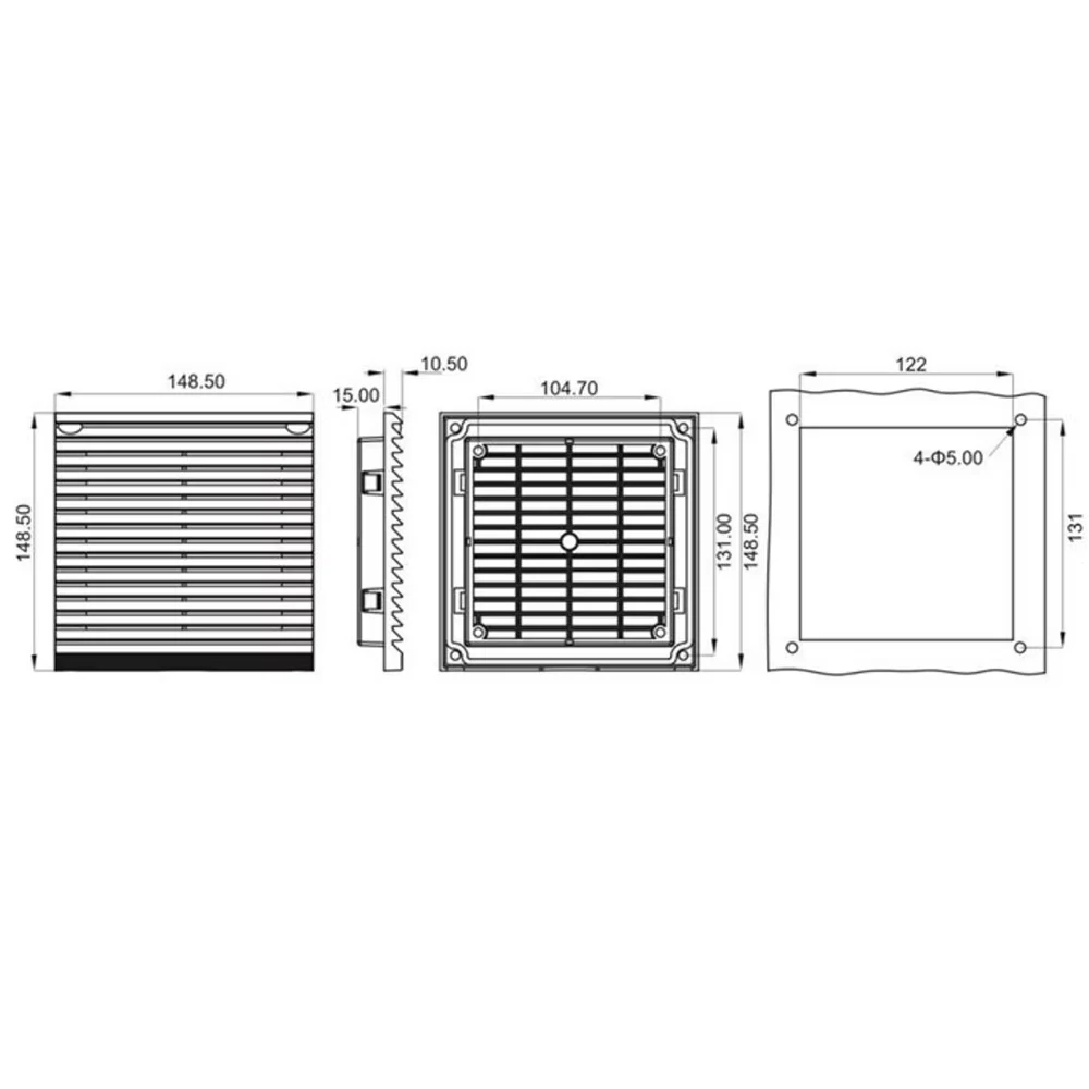204*204mm ventilation filter FK9804 for 12038 17250 15050 axial cooling fan, power distribution cabinet air filter