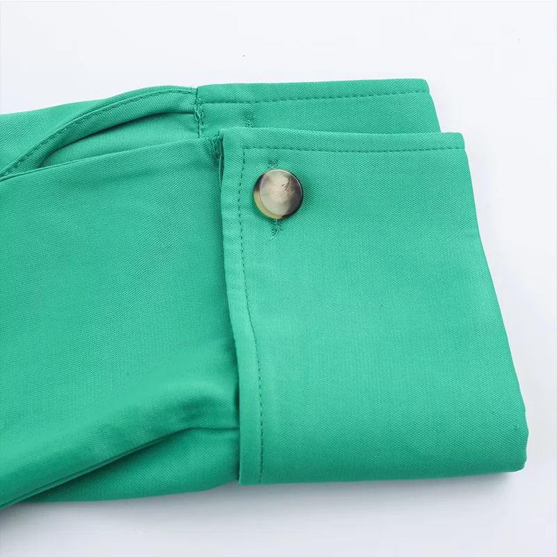 Schicke Mode, grüne Satin-Hemden für Damen, 2025, neue Langarm-Tasche, Damen-Streetwear, Freizeithemd und Blusen-Top ﻿