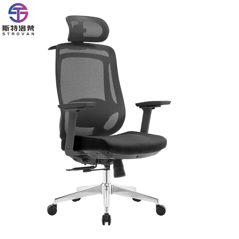 

Modern Ergonomic Double Frame Design 2D Lumbar Support Swivel Mesh Office Chair Height Adjustable Armrest Aluminum Frame