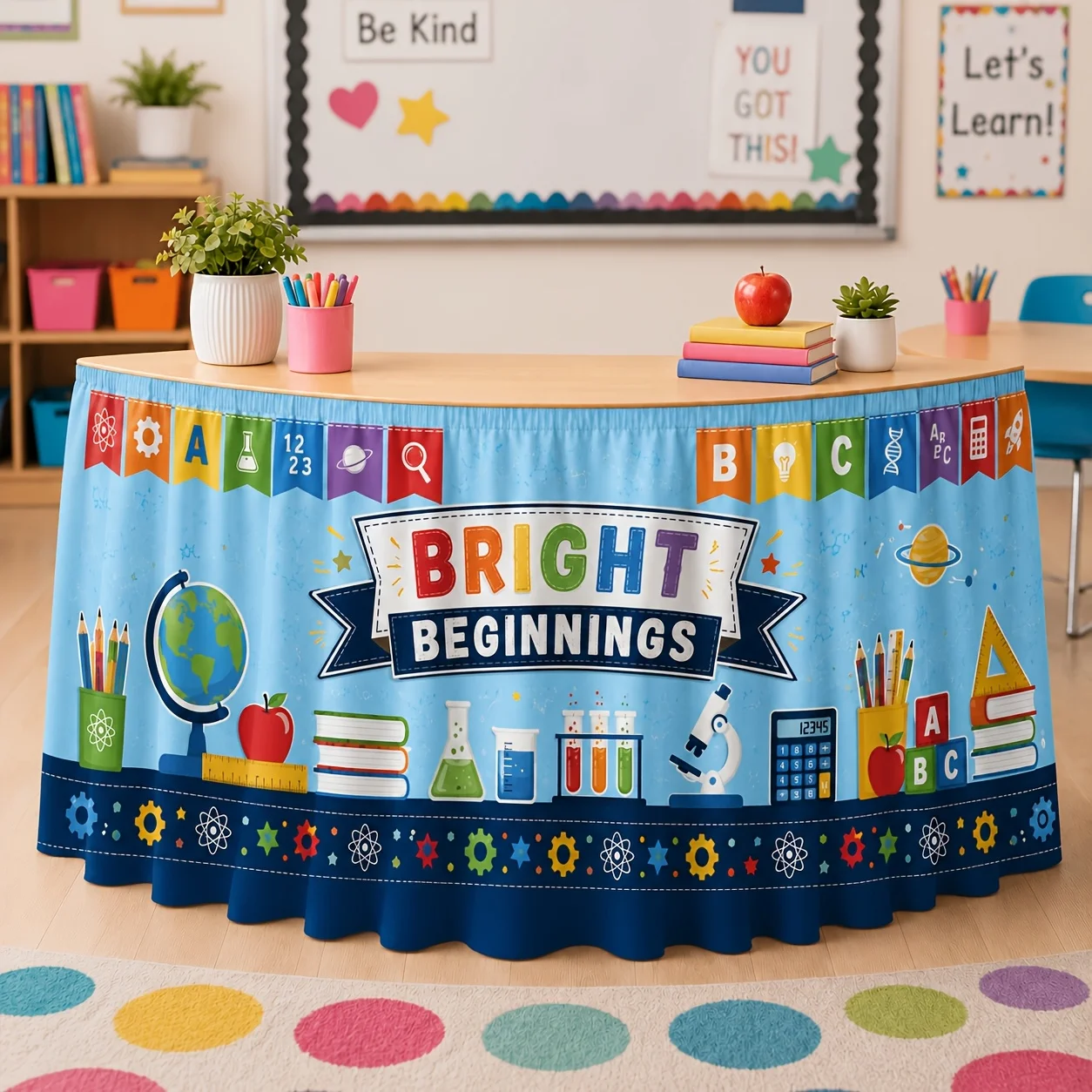 1-piece set. Bright Start Education Tablecloth. Suitable for classroom decoration, parties and learning themes.zyc