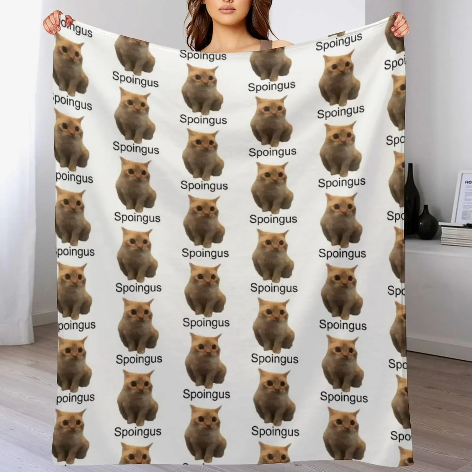 

Spoingus The Cat Meme Throw Blanket Soft Beds Blankets For Bed halloween valentine gift ideas Blankets