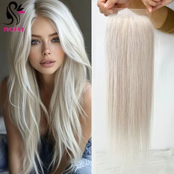Silk Base Ash Blonde Human Hair Topper with Lace 60 Hair Toupee for Extra Volume And Length Natural Looking Hairpiece for Women