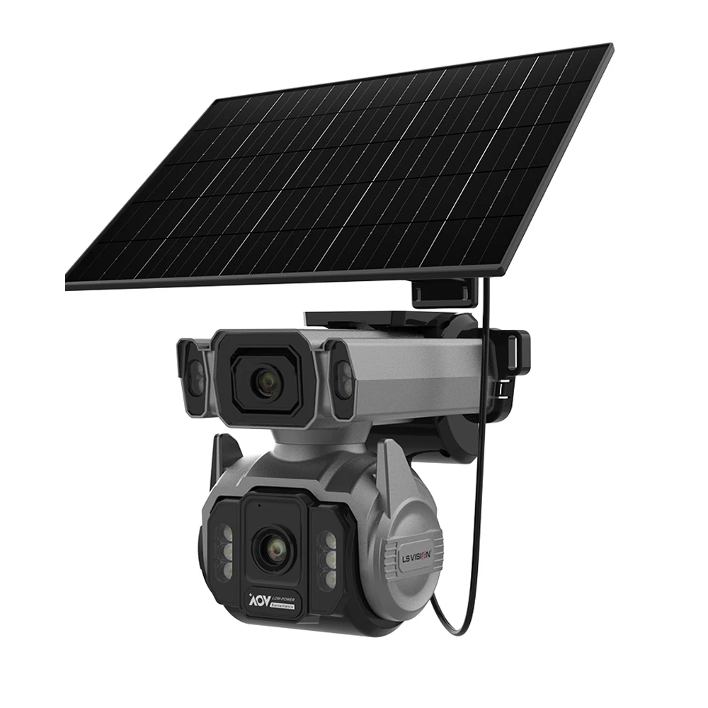 LS VISION AOV AI-Tracking Außenüberwachungskamera 12-facher optischer Zoom CCTV WLAN oder 4G Cloud SIM Dual-Screen 24/7 Videoaufzeichnung