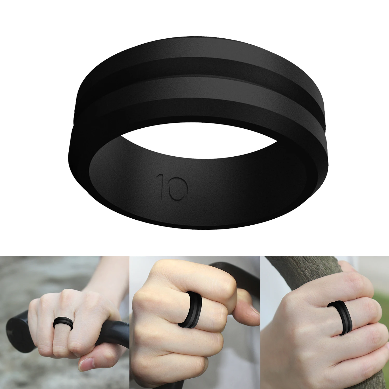 1PC Fashion Silicone Rings 8mm V-shaped Men Casual Wedding Rubber Bands Lightweight Skin Safe Flexible Silicone Finger Ring