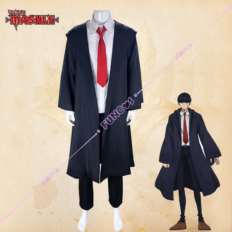 Anime Mashle Magic and Muscles Lance Crown Cosplay Costume Easton Magic Academy Uniform Dark Blue Robe Wig Earrings Shirt Tie