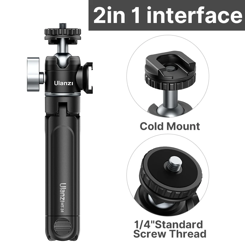 Ulanzi U-Vlog lite Mini statyw z głowicą kulkową 360 ° i Cold buta Selfie Stick statyw do aparatu iPhone Android telefon DSLR