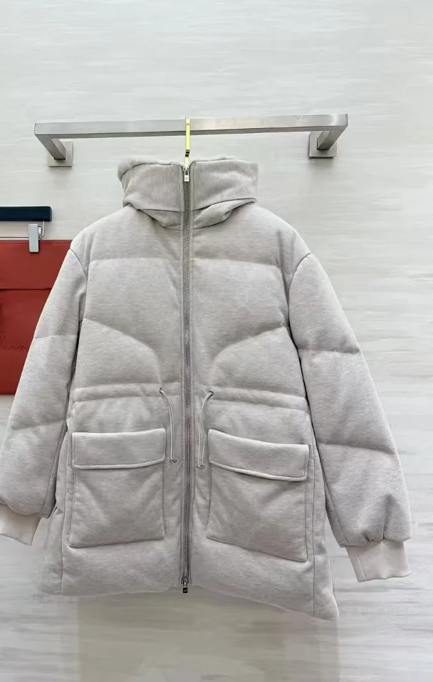 

New winter minimalist street style lightweight and comfortable warm fur collar patchwork hooded down jacket women's clothing