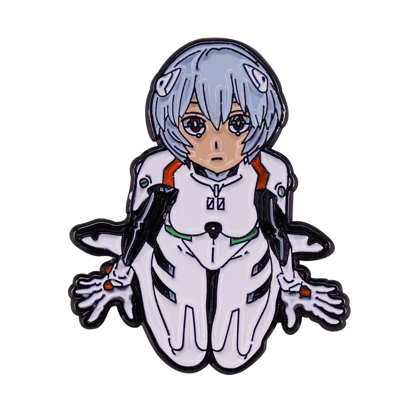 Japanese Adventure Animation EVA-01 Ayanami Rei and Asuka Pins Metal Brooch Confidential Registry Badge Jewellery Accessory