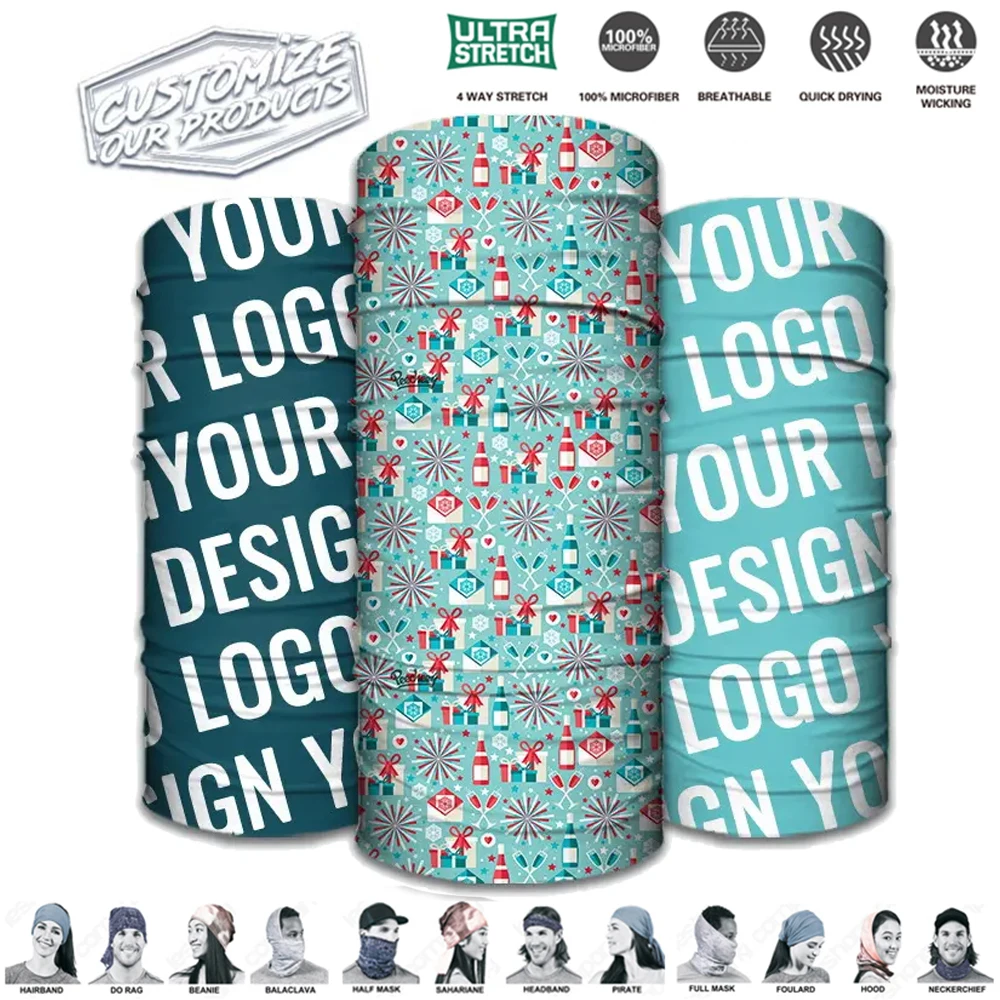 

20pcs Personalized Bandana Cycling Neck Gaiter Custom LOGO Mask Multifunctional Headwear Neck Gaiter Windproof Seamless Bandana