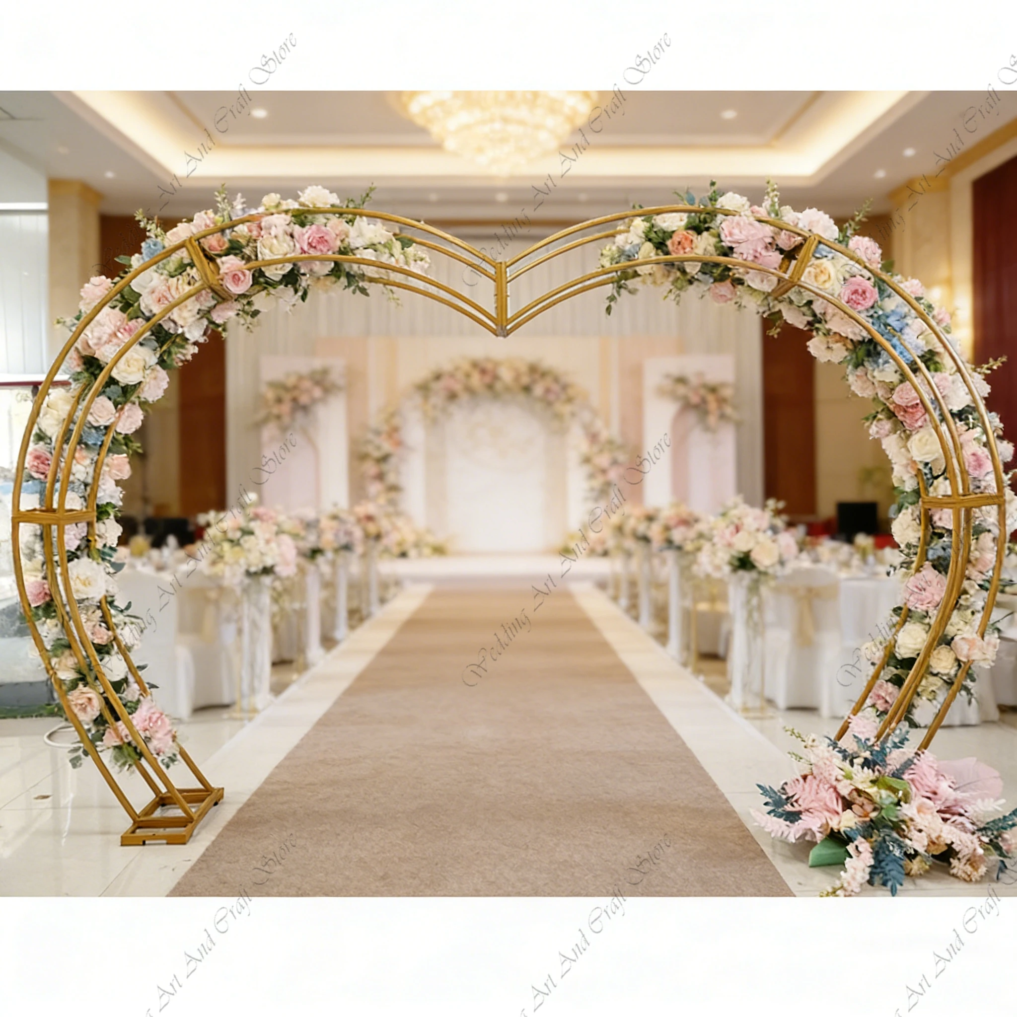 

1 шт. F30 Декоративный фон для свадебной сцены в форме сердца, золотая арка для свадьбы, подставка для декора, рама для цветочной арки для мероприятий и вечеринок ivy792