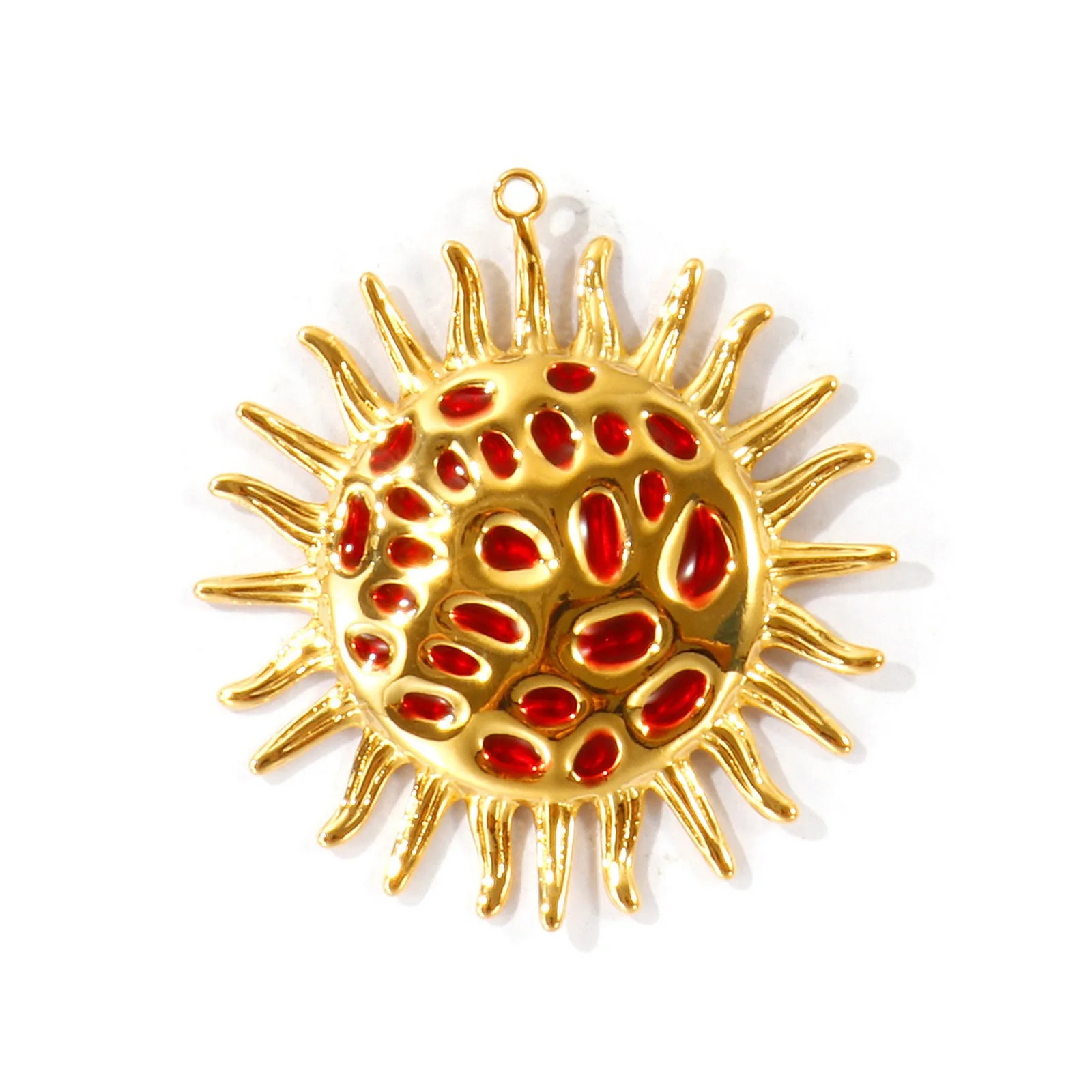 1 Stück Herbst-Emaille-Blatt-Sonnenanhänger Ahorn-Herz-Blatt 304 Edelstahl 18K vergoldeter Anhänger DIY Halskette Schmuck Großhandel – Detail 8