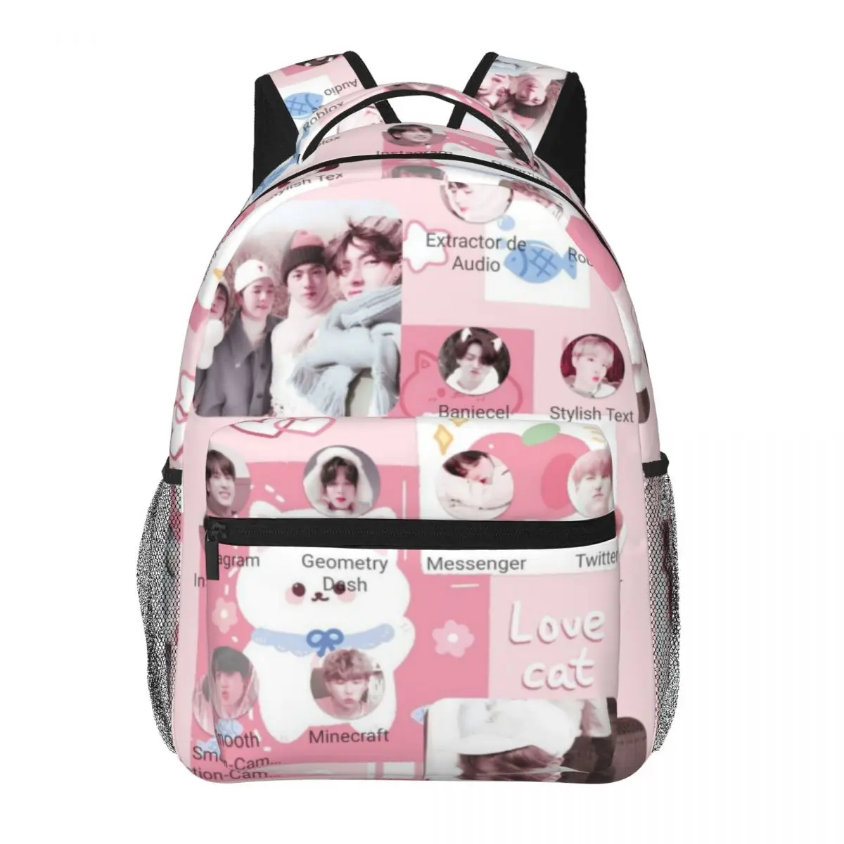 Mochila leve impressão, bolsa de escola padrão elegante, B-T-S, 17 Polegada, Novo