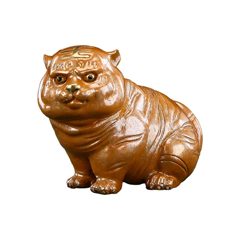 

Brass cute little tiger ornament home office desktop mini zodiac tiger auspicious beast copper handicraft