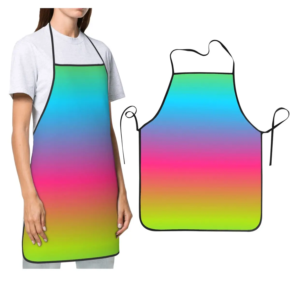 

Crayon Box Multicolored Ombre Aprons Chef Cooking Cuisine Tablier Sleeveless Bib Kitchen Cleaning Pinafore for Women Men