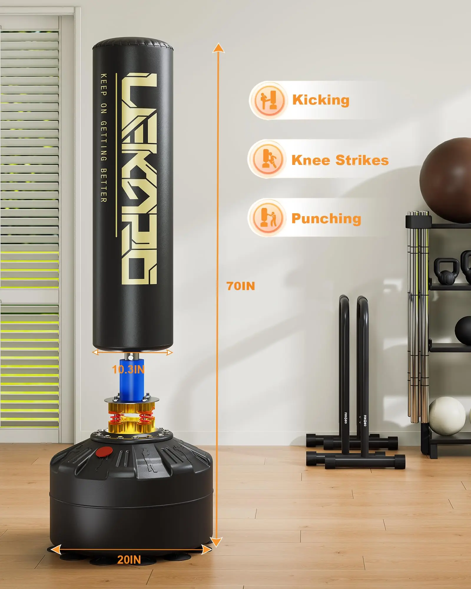 Freestanding Punching Bag with Boxing Gloves, Heavy Boxing Bag with Stand for Adult Kids, Standing Kickboxing Bag