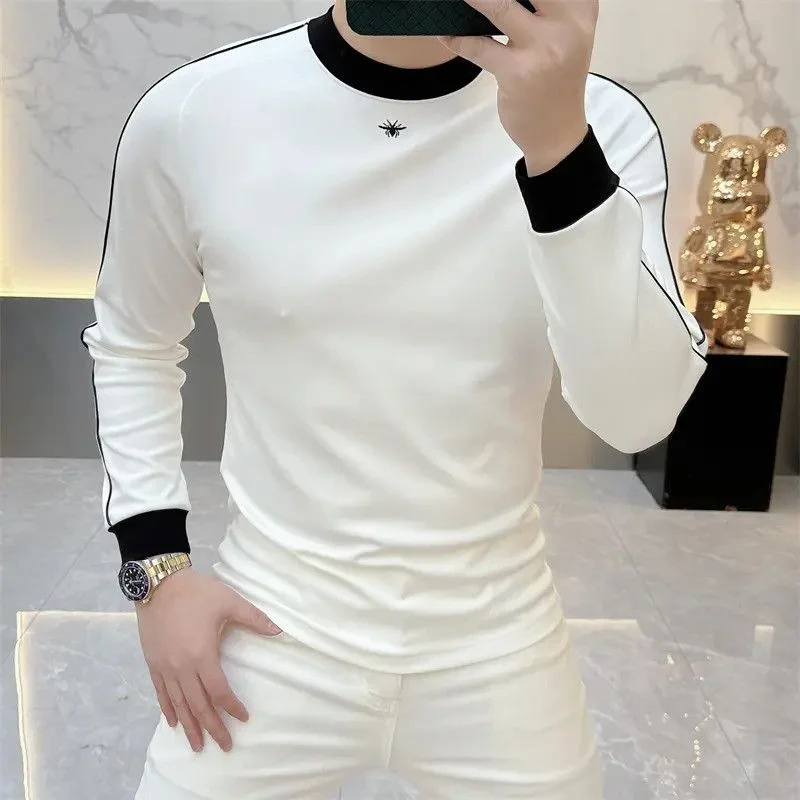 

Мужская трикотажная базовая футболка с длинным рукавом, премиум-класса, облегающая, зимняя, новая модель, из полиэфирного волокна