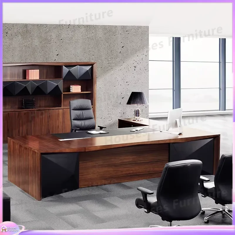 2025 Modern Luxury Solid Wood Executive Desk Custom Office Manager Table High End Business Furniture Large Workstation for
