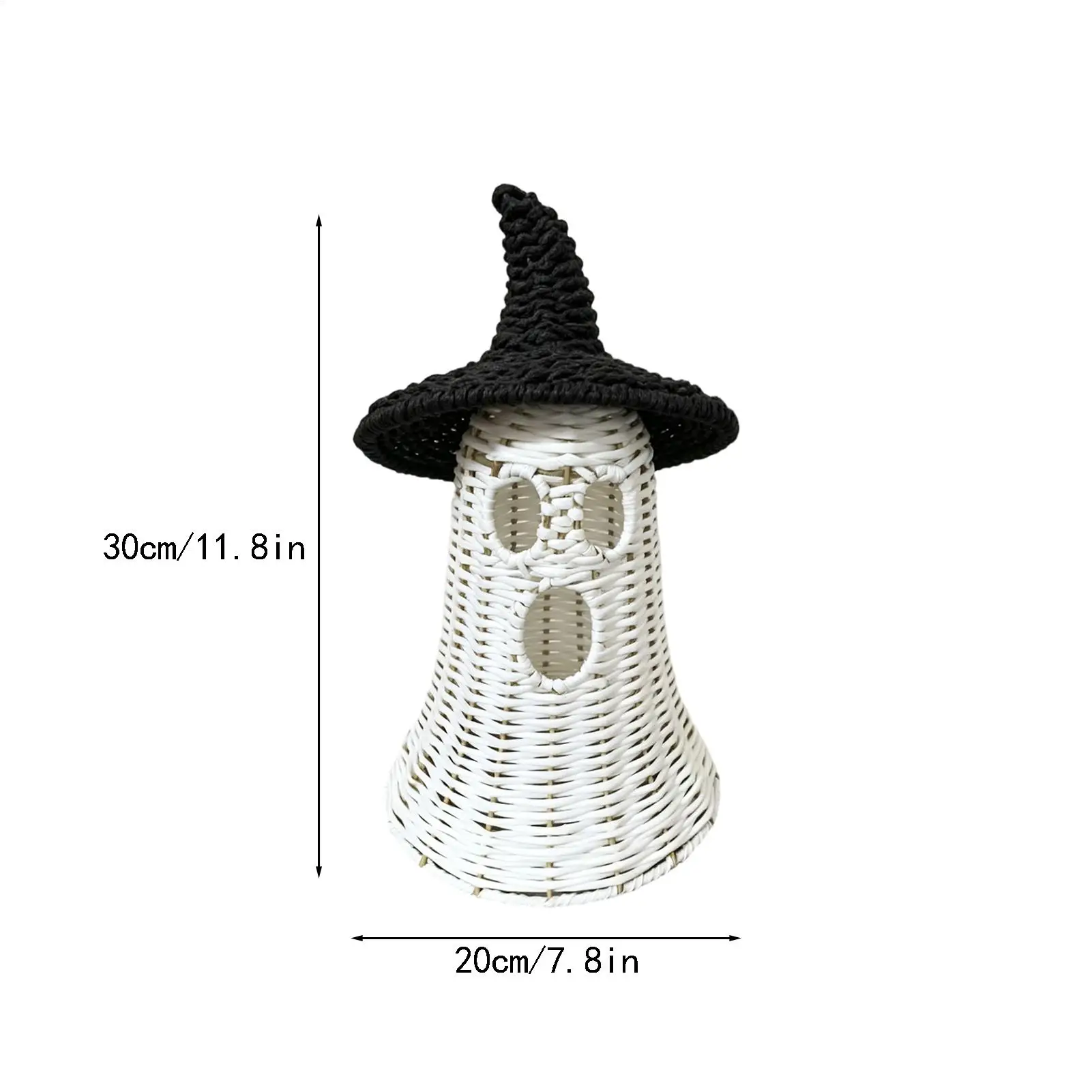 Halloween Ghost Table Decor Autumn Vintage Woven With Witch Hat Ghost Lampshape Night Lamp For Haunted Houses Cafes Bedrooms