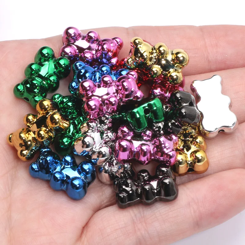 10pcs 12x18mm Mini Bear Beads Acrylic Charms Spacer Beads For Jewelry Making Necklace Bracelet Earrings Pendant DIY Accessories