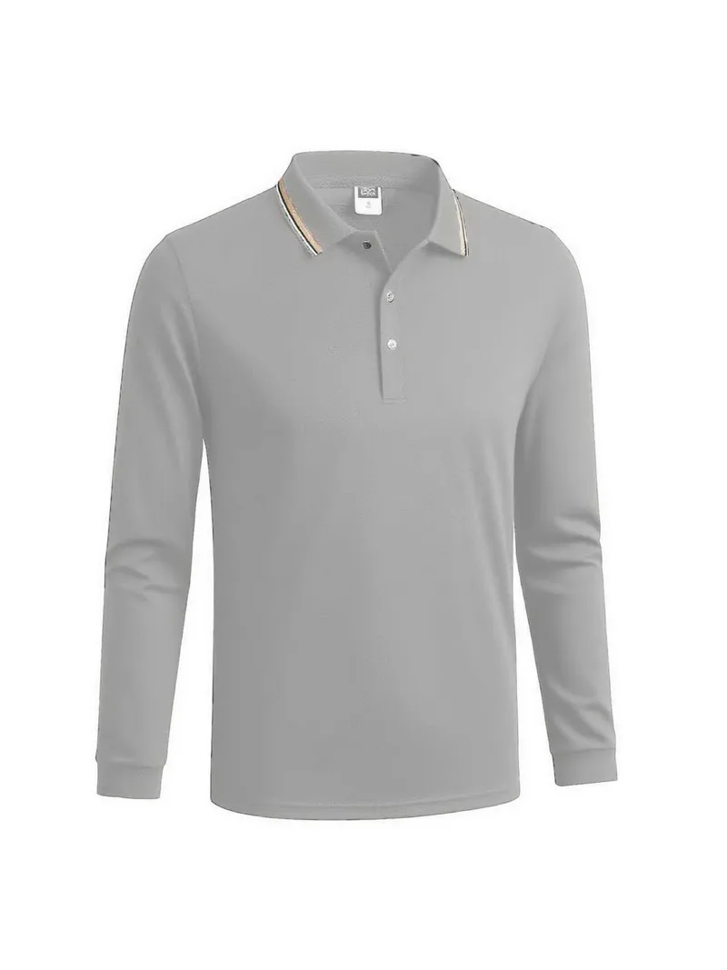 Neues Herren Business Casual Poloshirt mit Kontrastfarbenem Kragen, Klassisches Golf-Revers-Oberteil, Komfort-Pullover für Outdoor, Büro und Alltag – Detail 6