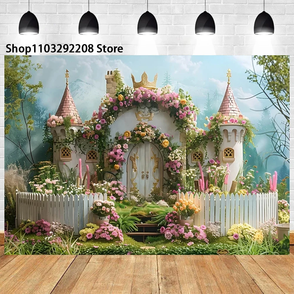 Colour Flower Wall Theme Rose Garden Castle Butterfly Birthday Wedding Newborn Baby Shower Portrait Photography Backdrop Props