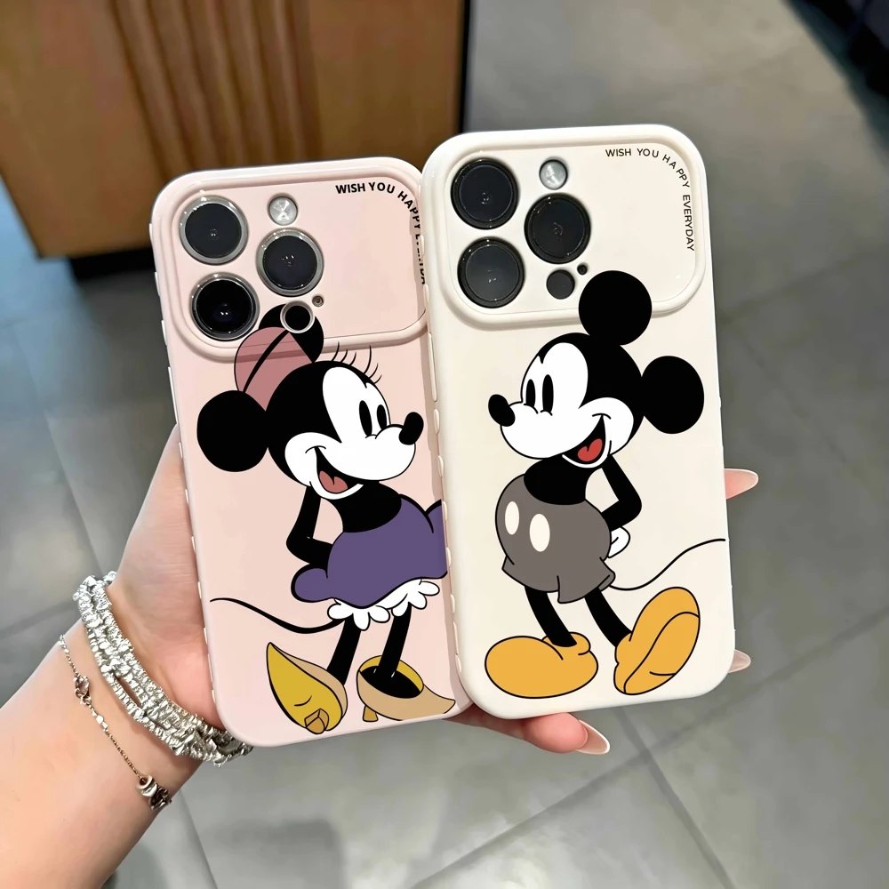 Disney Mickey Minnie Anime For Apple iPhone 17 16 15 14 13 12 Mini 11 Pro Max Bubble Heart Cover Funda Silicone Soft Phone Case