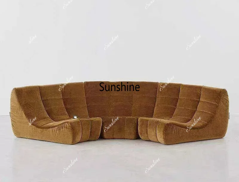 

Niche retro style free combination curved sofa