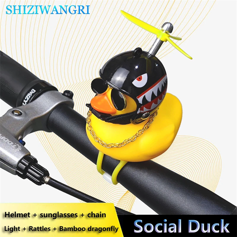 New Adult Children Bicycle Bell Cartoon Little Yellow Duck Shining Mountain Bike Handlebar Duck Head Light Accessories Wholesale