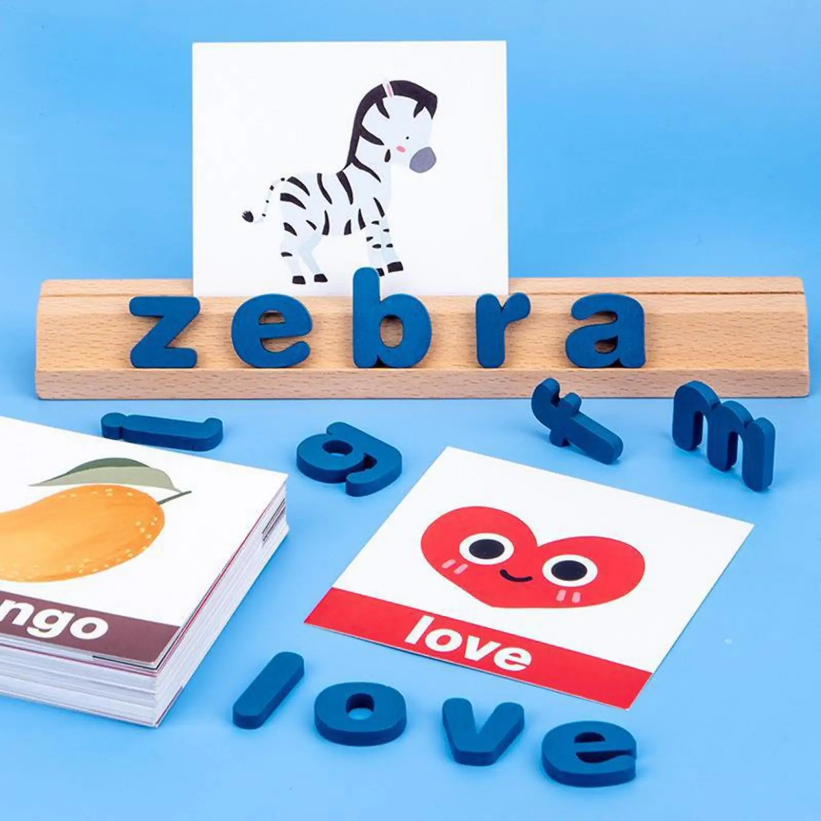 Jouet mentaires oriel d'apprentissage des mathématiques Montessori pour enfants de 3 ans et plus, jeu de 50 cartes de mots, aides fuchsia, alphabet dos