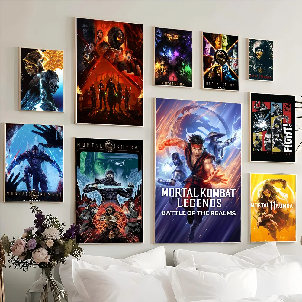 Mortal Kombat Game Movie Sticky Posters Fancy Wall Sticker For Living Room Bar Decoration Vintage Decorative Painting