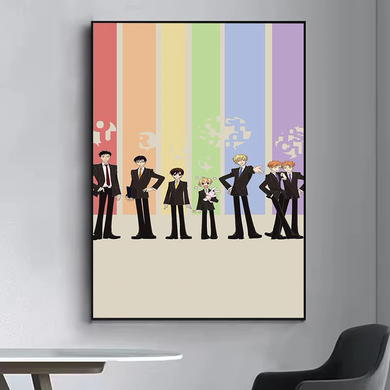 

Anime Ouran High School Host Club Pink Poster Decorated Wall Pictures Tableau Decoration Mural For Home Decor Room Aesthetic